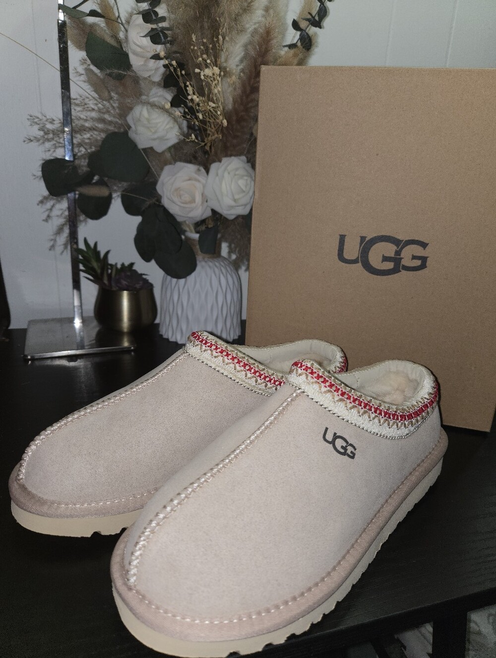 UGG Beige Cream Suede Slip-On Shearling Mule Size 11